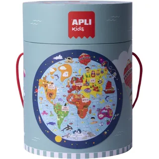 APLI Puzzle mit Weltkarte, rund, 48 Teile