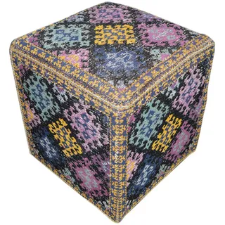 Kayoom Pouf , Blau, Gelb, Lila, Rosa, Schwarz , Textil , Füllung: Polyester, Baumwolle (recycelt) , 42x42x45 cm , Wohnzimmer, Sessel, Hocker & Hockerbänke, Poufs