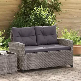 vidaXL 2-Sitzer-Gartensofa mit Kissen Grau 124 cm Poly Rattan - Grau