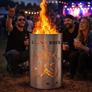 Feuertonne / Feuerkorb mit Motiv Let`s Rock