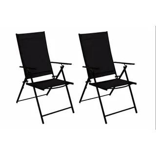 DEGAMO Gartenstuhl Klappsessel MILANO, Metall anthrazit Kunstgewebe schwarz 2 St - Schwarz, Grau
