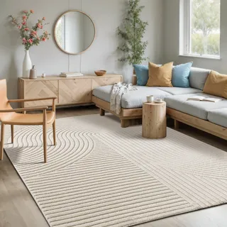 MERINOS »Elio« rechteckig 16 mm Höhe moderner Kurzflor Teppich, mit Hoch-Tief-Effekt, 3D Effekt,