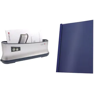 Olympia - Effizientes Thermobindegerät A4 TB-1280 | extra schnell einsatzbereit | nur 1 min. Bindezeit & Pavo Thermo-bindemappen A4, Rückenbreite 6 mm, 25-er Pack, 41-60 Blatt, blau