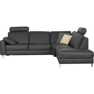 Valdera Ecksofa , Anthrazit , Leder , Echtleder , Longlife-Leder, Semi-Anilinleder , L-Form , 272x245 cm , Goldenes M , Typenauswahl, Lederauswahl, Stoffauswahl, seitenverkehrt erhältlich, Bettfunktion erhältlich , Wohnzimmer, Sofas & Couches, Sofas, Ledersofas