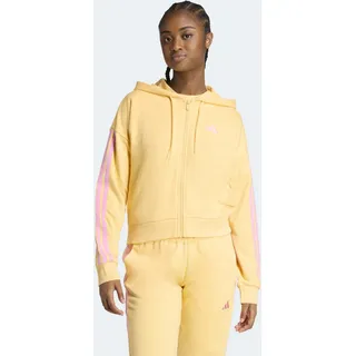 Kapuzensweatshirt ADIDAS SPORTSWEAR "ESSENTIALS 3-STREIFEN FRENCH TERRY", Damen, Gr. L, semi ice tangerine, st tropic bloom, Obermaterial: 55% Baumwolle, 36% Polyester, 9% Viskose, normal, Rundhals, angesetztes Bündchen, Sweatshirts Kapuzensweatshirt