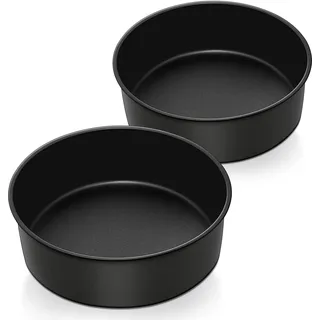 Homikit Backform Set, 20cm Edelstahl Kuchenform Backformen, 7cm Tief Rund Tortenform mit Antihaftbeschichtung für Backen, Gesund & Ungiftig, Einfach zu reinigen