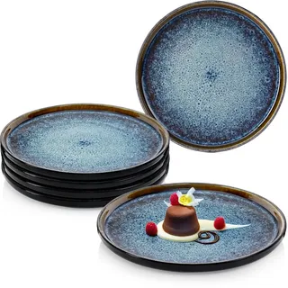 Sänger Dessertteller SET Osaka - 6 teilig aus Steingut , Blau , 6-teilig , Rund , kratzfest , Geschirr, Teller