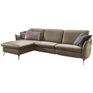 Livetastic Ecksofa , Fango , Leder , Echtleder , Nappaleder , Ottomane links, L-Form , 233x179 cm , Made in Eu , Hocker erhältlich, Armteil links, Armteil rechts , Wohnzimmer, Sofas & Couches, Sofas, Ledersofas