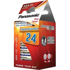 Panasonic Pro Power Alkali-Batterie, AAA Micro, 24er Pack, langanhaltende Energie für Geräte mit mittlerem bis hohem Energieverbrauch, Alkaline