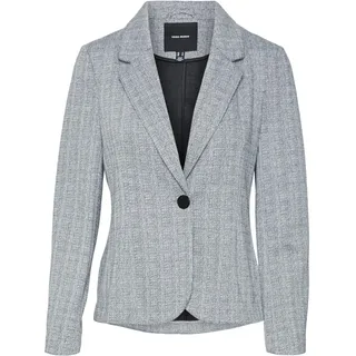 VERO MODA Damen Vmsilva Ls Fitted Blazer, Black/Detail:Snow White Herringbone, 40