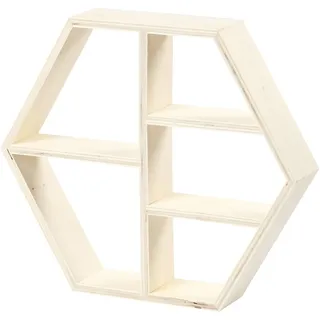 Holzregal, Sechseck, H 25 cm, B 28,5 cm, Sperrholz, 1Stck, Tiefe 5 cm