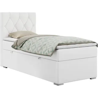 MKS Meble Einzelbett mit Bettkasten, jungenbetten 90 cm, Boxspringbett - Alda - links - Weiß - H3 - Weiß