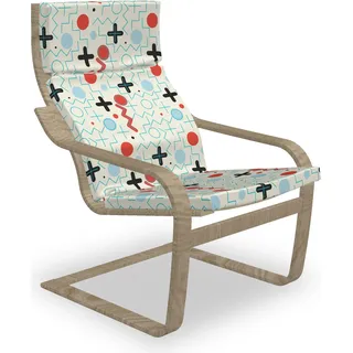 ABAKUHAUS Geometrisch Poäng Sessel Polster, Kreis Zickzack-Wellen, Sitzkissen mit Stuhlkissen mit Hakenschlaufe und Reißverschluss, Creme Baby Blue Red - Creme