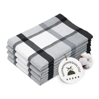 ZOLLNER 4er Set Geschirrtücher Baumwolle in 50x70 cm - saugstarke und robuste Küchentücher - waschbar bis 60°C – in schwarz kariert - Gastronomiequalität - Oeko Tex® Zertifiziert