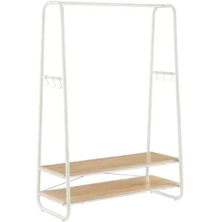 Mid.you Kleiderständer , Weiß, Hellbraun , Metall, Holzwerkstoff , 100x160x45 cm , Schuhablage , Garderobe, Garderobenständer