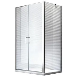 Glaszentrum Hagen Eckdusche 80x80x195 cm inkl. Tasse/Siphon - Saloon-Tren - Transparent, Silber
