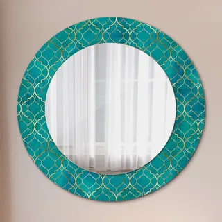 Spiegel - Mirror zum Wandspiegel Schlafzimmer – Schminkspiegel- grün und gold Komposition- Ø50cm