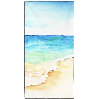 Violetpos Schnell Trocknende und Leichte Strand Handtücher Strandtuch groß 90x180 cm Schnelltrocknendes Mikrofaser Bedrucktes mit Strand Wellen Malerei