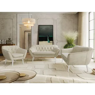 MKS 3-2-1 Garnitur Velvet 3-Sitzer + 2-Sitzer + Sessel Beige