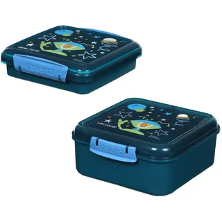 Sistema Expressions Kids Bento Brotdose Set | Bento Cube (1,25L) & Sandwich Box (450ml) | Alien Laguna