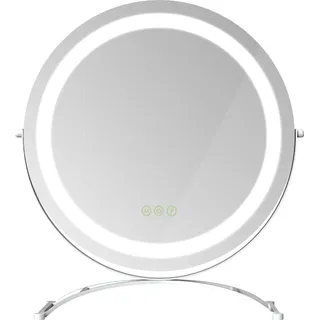 EMKE 360° drehbar Kosmetikspiegel mit LED Beleuchtung, Kaltweißes, neutrales und warmes Licht Hollywood Spiegel , Stand Schminkspiegel mit Smart-Touch, Einstellbare Helligkeit und Memory Funktion - Weiß