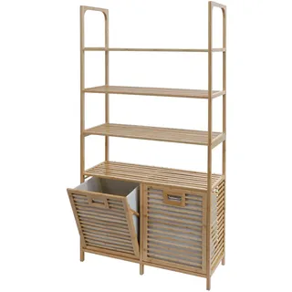 Mendler Bambus HWC-N83 Badschrank 168 x 81 x 33 cm Braun Bambus
