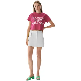 LTB Jeans Damen Minirock Gateme aus Baumwollmischung mit Mittlere Taille in Weiß - Größe XL