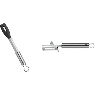 WMF BBQ Servierzange 32,5 cm, Cromargan Edelstahl, Kunststoffkopf & Profi Plus Kartoffelschäler Pendelklinge 19 cm, Pendelschäler einschneidig, Gemüseschäler, Cromargan Edelstahl teilmattiert