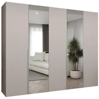 Abiks Möbel Drehtürenschrank 202/250/52 5-türig , Kaschmir, Kaschmir , Holz , Nachbildung , 9 Fächer , Rechteckig , 250x202x52 cm , Schlafzimmer, Kleiderschränke, Drehtürenschränke
