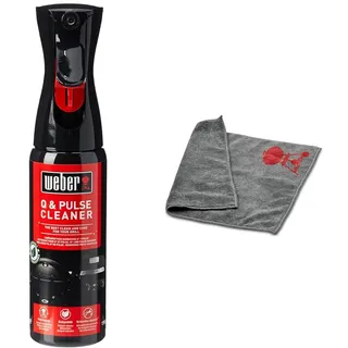 Weber 17874 Q und Pulse-Reiniger, 300 ml, Nebelspray, reinigt Innen- und Außenteile & 7689 Mikrofasertuch, Reinigung, polieren, grau, 25.0 x 6.0 x 9.0 cm