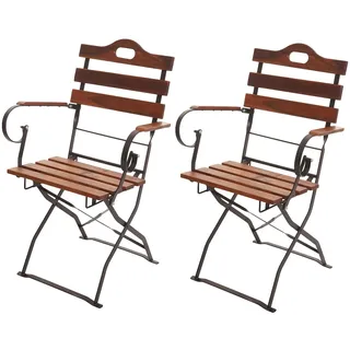 Mendler 2er-Set Biergartenstuhl 55 x 55 x 88 cm braun
