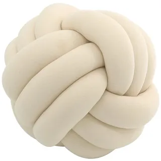 Knotenkissen, Geknotetes Kissen, Weiches Plüsch Knoten Kugelkissen Hand Geflochten Knoten Pillow Ball Zierkissen für Sofa, Bett, Dekorativ (Beige, 20cm)