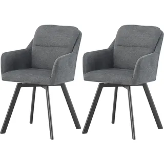 xonox.home Stuhl Sophie Chenille-Optik anthrazit 2er Set