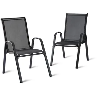 Relaxdays Gartenstühle Hochlehner 56 x 65 x 90 cm grau/schwarz 2 St.