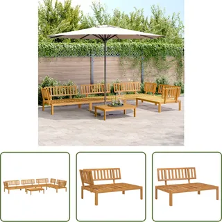 The Living Store 5-tlg. Garten-Sofagarnitur aus Paletten Massivholz Akazie - Braun