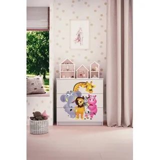 Kinderkommode mit Schubladen ZOO in der Farbe Weiß Babydreams - Weiß