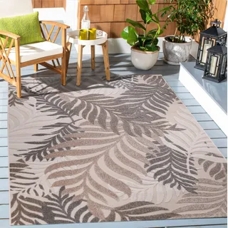 Teppich SANAT "Floral Outdoor", beige (creme), B:60cm H:6mm L:110cm, Kunstfaser, Teppiche, Teppich, In- und Outdoor geeignet, florales Design, Balkon, Terasse