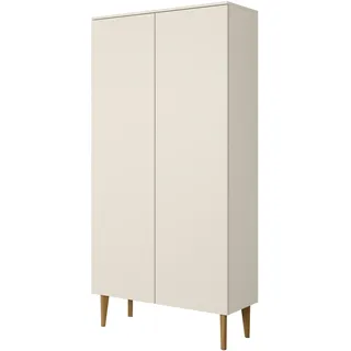 BERGEN , Kleiderschrank, Kleiderschrank mit Türen, Drehtürenschrank, 100x196x57, Beige/Kaschmir, natürliche Holzbeine, skandinavischer Stil - Beige