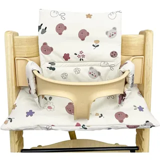 Sitzkissen für Stokke Tripp Trapp Hochstuhl: Doppelte Polsterung, Wasserdicht, Kids Sitzkissen, Abnehmbar, Bio Baumwolle Weiches Zubehör (Blumenbär)