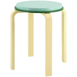 Hocker , Türkis, Hellgelb , Holzwerkstoff , furniert, Sperrholz , rund , 45 cm , stapelbar , Wohnzimmer, Sessel, Hocker & Hockerbänke, Sitzhocker