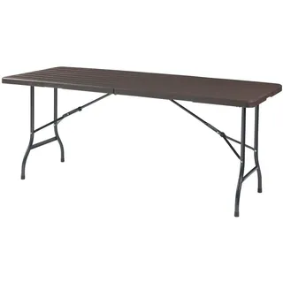 [en.casa] Klapptisch Lillestrøm , Dunkelbraun , Kunststoff, Metall , Rechteckig , 180x72x75 cm , Gartenmöbel, Gartentische, Klapptische