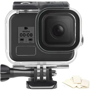 D&F Unterwassergehäuse für GoPro Hero 8, 60M/197ft wasserdichte Shell-Box mit Antibeschlag-Einsätzen für Unterwasser-Fotozubehör