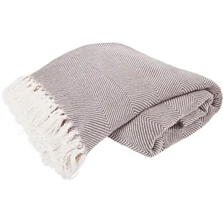 Tagesdecke , Taupe , Textil , 220x250 cm , Oeko-Tex® Standard 100 , Fransen , Heimtextilien, Bettwäsche & Leintücher, Tagesdecken