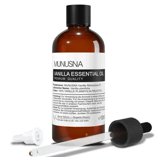 MUNUSNA Vanilleöl Ätherische Öle Naturrein Rein für Diffuser 100ML | Ätherisches Öl Vanille für Duftlampe, Luftbefeuchter, Duftöl Vanille für DIY Aroma Seife, Kerzen, Massage