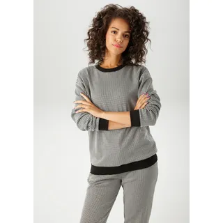 Aniston CASUAL Sweatshirt, mit trendigem Hahnentritt-Muster - NEUE KOLLEKTION, schwarz