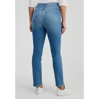 Straight-Jeans WONDERJEANS "High Waist Straigth", Damen, Gr. 36, Länge 30, mid blau 330, Denim/Jeans, Obermaterial: 93% Baumwolle, 4% Polyester, 3% Elasthan, straight fit lang, Jeans Straight-Jeans, mit Stretch
