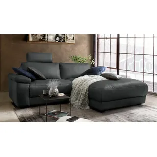 KAWOLA Sofa LOLA Ecksofa schwarz mit motorischer Relaxfunktion Recamiere rechts