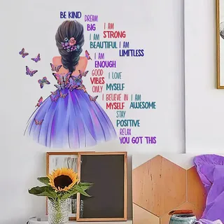 Schmetterling Mädchen Wandtattoo Inspirierendem Zitat Fee Wandsticker Bunte Schmetterling Wandaufkleberr für Mädchen Babyzimmer Wohnzimmer Schlafzimmer Kinderzimmer Hause Wanddekoration