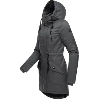 Wintermantel RAGWEAR "Wintermantel Elsie Melange", Damen, Gr. 3XL, schwarz, Obermaterial: 100% Polyester PES.  Obermaterial: Futter: 100% Polyester PES. 100% Polyester PES., Mäntel Wintermantel