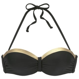 LASCANA Bügel-Bandeau-Bikini-Top »Elodie«, mit trendigem Materialeinsatz LASCANA schwarz-goldfarben Gr.38 Cup B